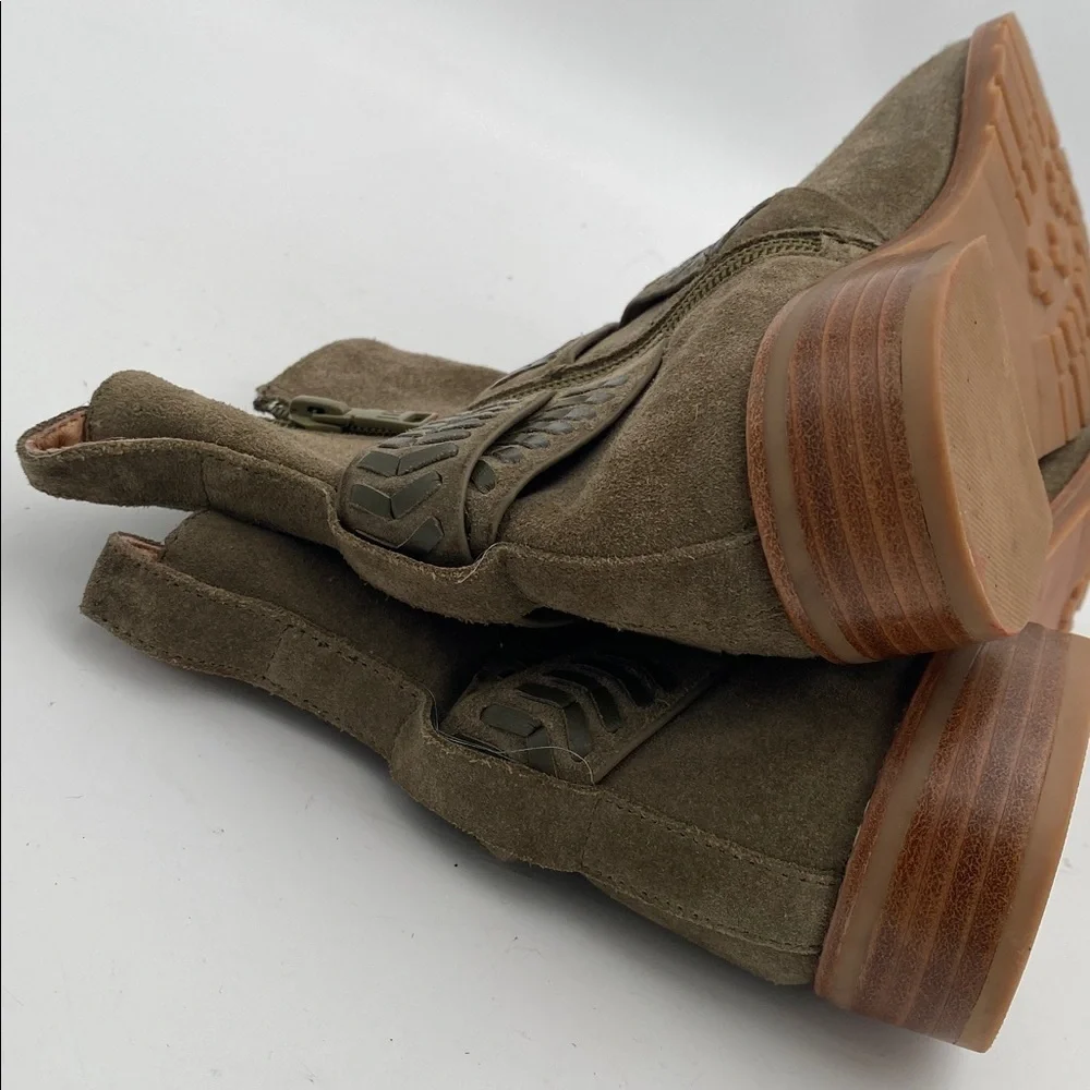 Jack Roger Stylish Olive Ankle Boots Women 5.5M suede office casual festival Y2K